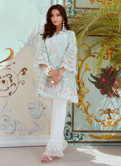 Pleated Tulle Raw Silk Bell Bottom