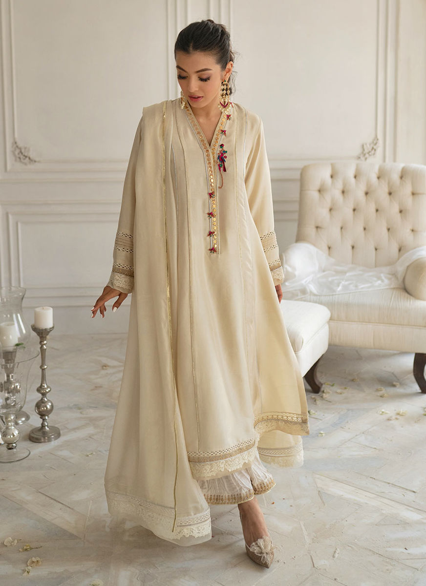 Stone Silk Shirt And Dupatta