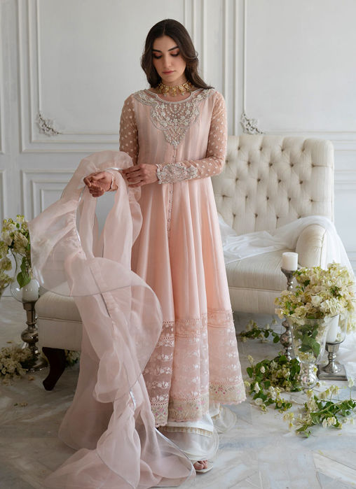 Lulu Peach Kalidaar And Dupatta