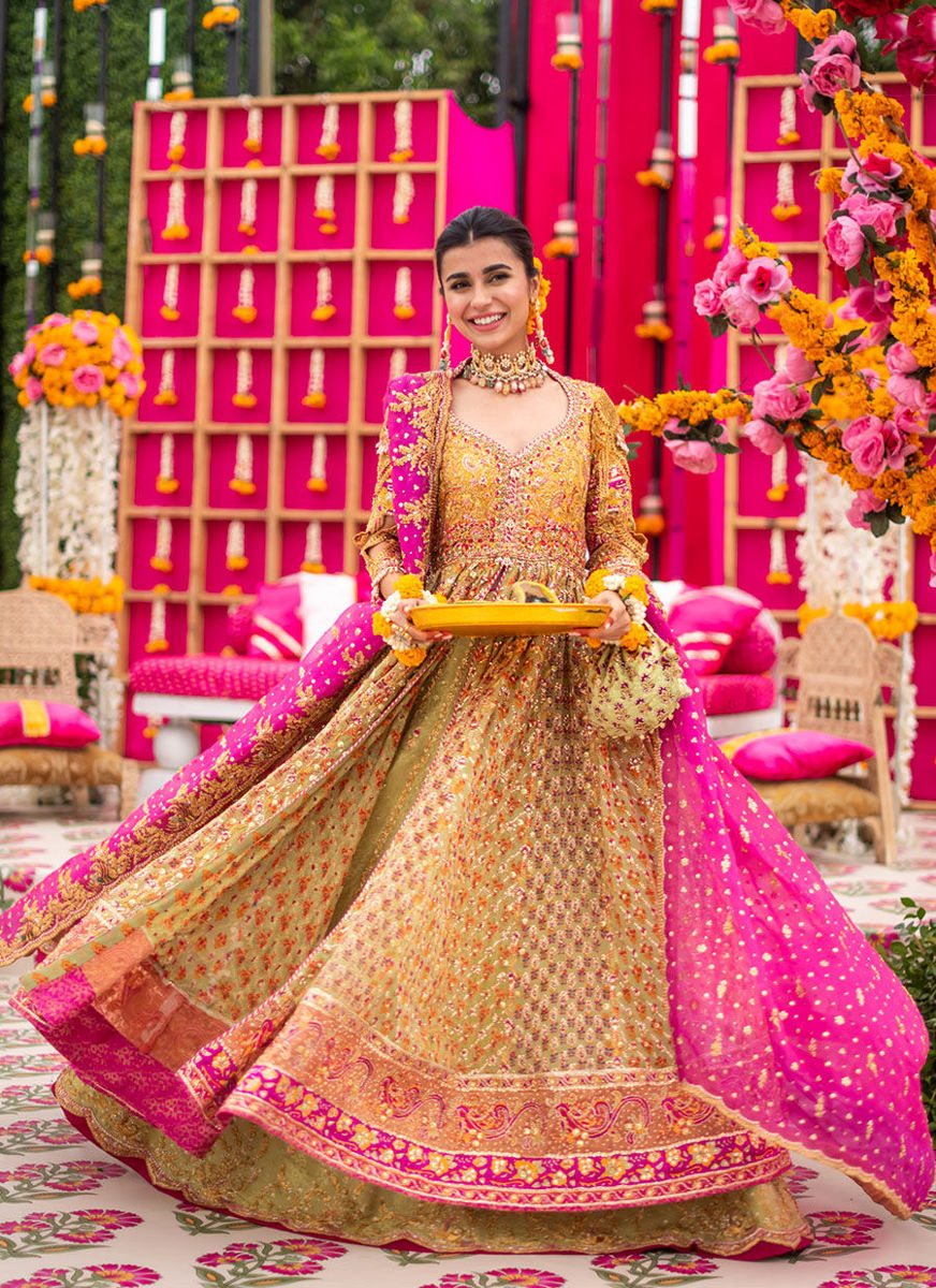 Zinnia Yellow-Kiwi-Magenta kalidaar