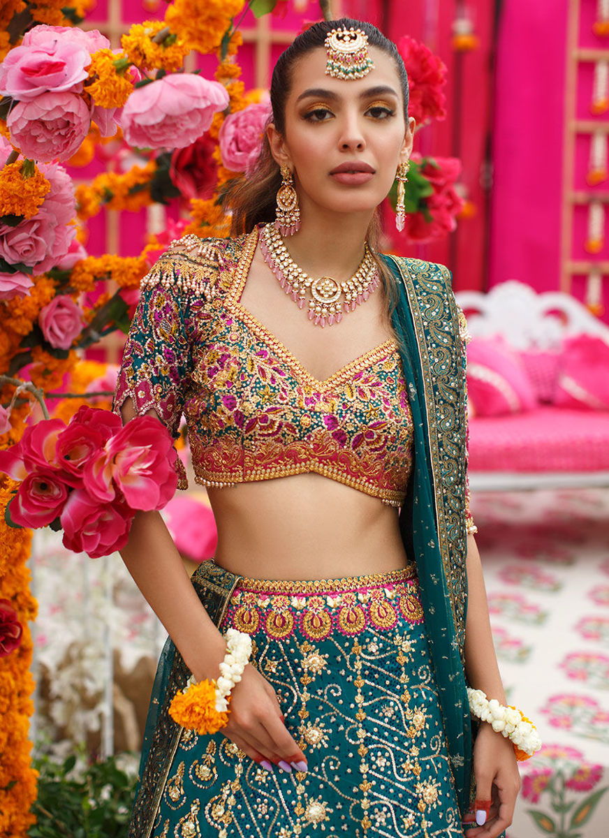 Jade Peacock Lengha Choli