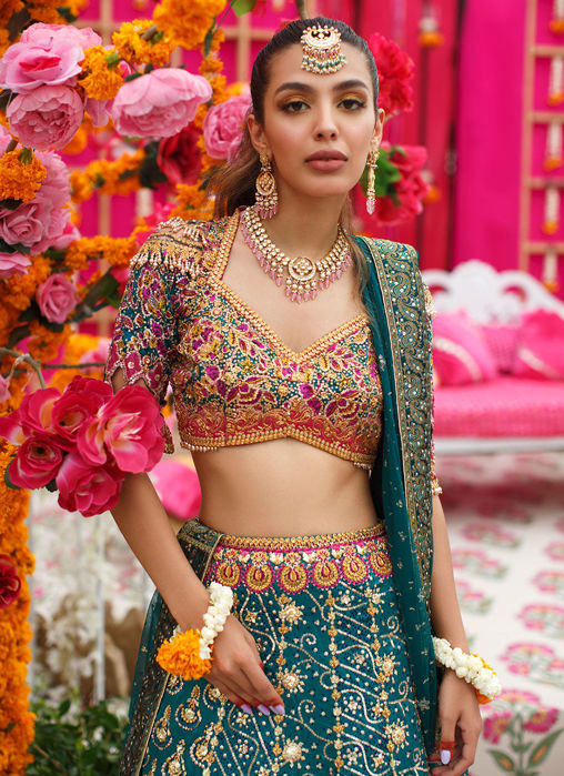 Jade Peacock Lengha Choli