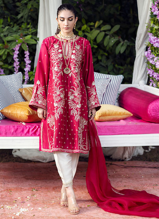 Isla Crimson Shirt And Dupatta