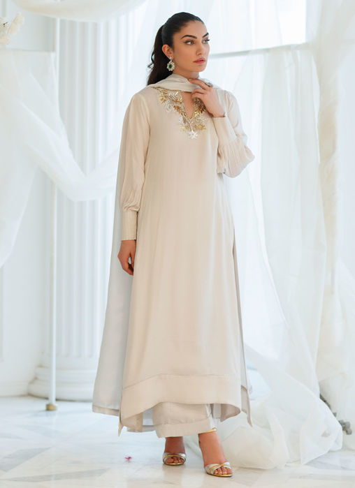 Silver Foil Shirt And Dupatta