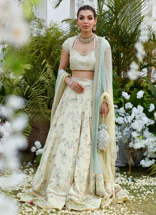 Picture of Zoe Lemon Mint Hand Embellished Lehnga Choli