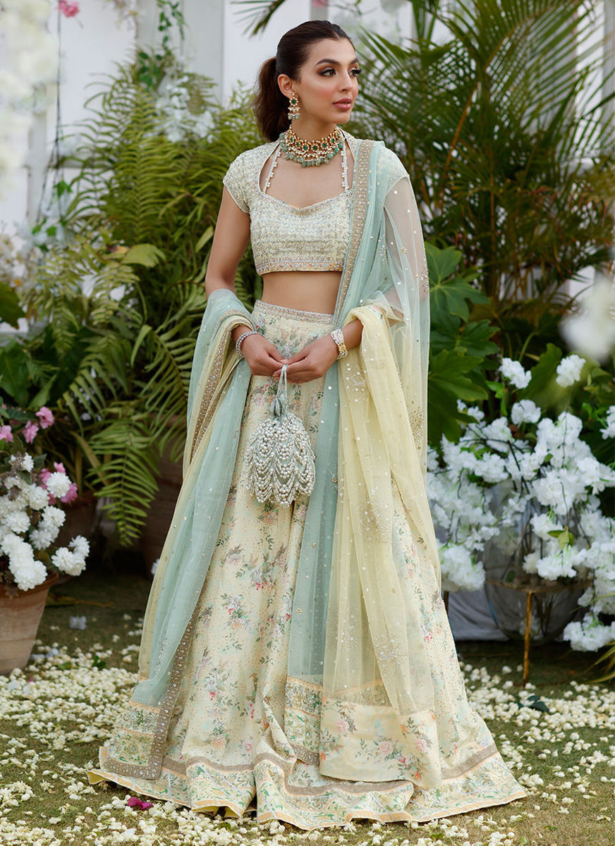 Zoe Lemon Mint Hand Embellished Lehnga Choli