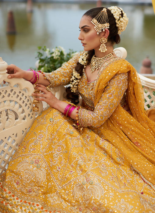 Marigold Bridal Lengha Choli