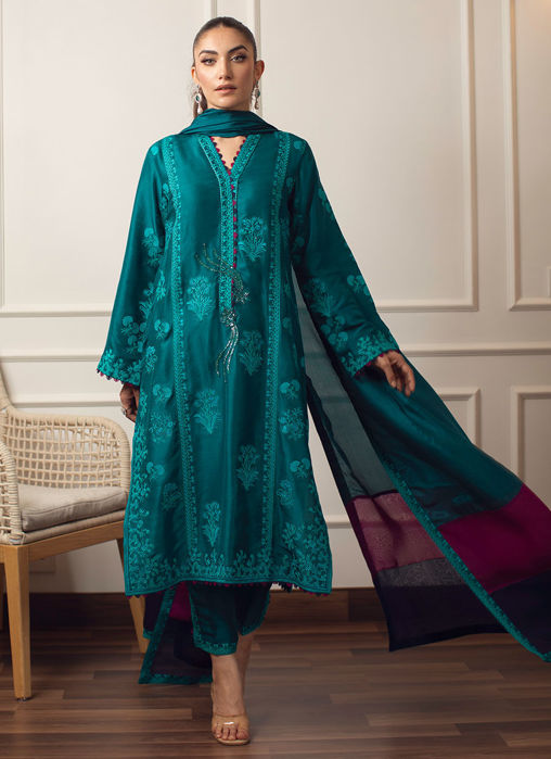 Saki Emerald Shirt And Dupatta