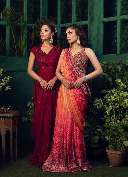 Parisa Draped Ombre Langha Saree