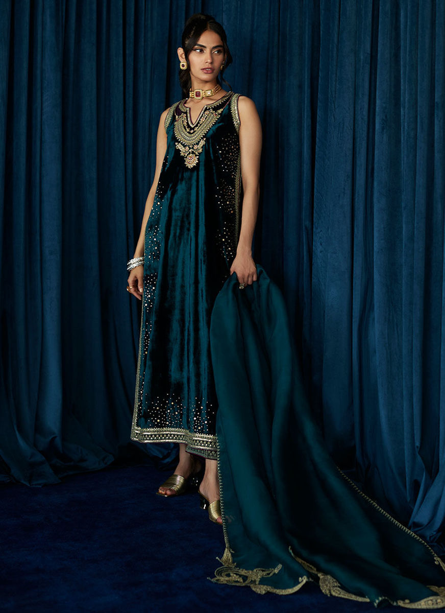 Audery Emerald Shirt And Dupatta