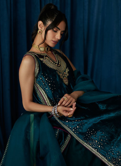 Audery Emerald Shirt And Dupatta