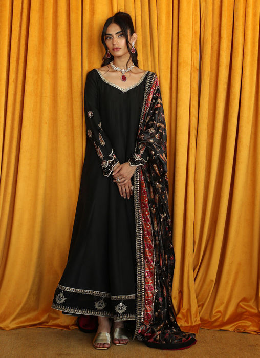 Picture of Lana Onyx Raw Silk Kalidaar