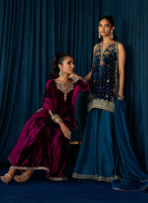 Kay Aubergine Shirt And Dupatta