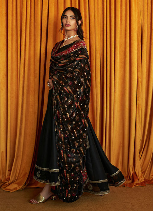 Lana Onyx Raw Silk Kalidaar