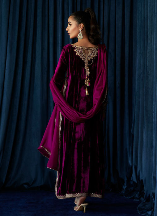 Kay Aubergine Shirt And Dupatta
