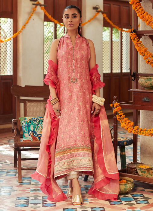 Marissa Tangerine Shirt And Dupatta