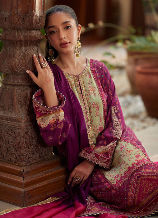 Jia Plum Shirt And Dupatta