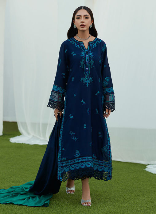 Picture of Ada Navy Silk Embroidered Shirt