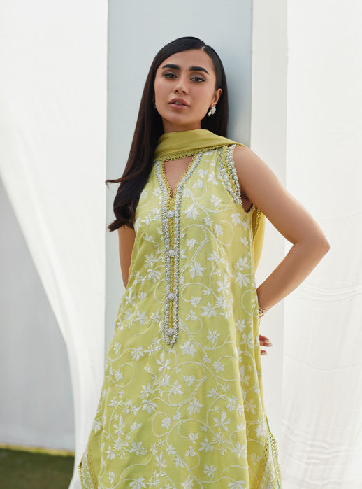Pear Embroidered Silk Shirt And Dupatta