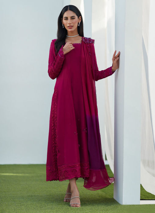 Viv Magenta Kalidaar With Draped Dupatta