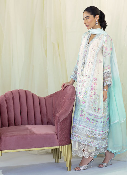 Frannie Ombre Silk Shirt And Dupatta