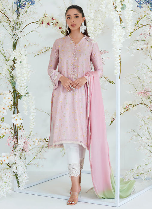 Picture of Sansa Chai Pink Shirt With Ombre Dupatta