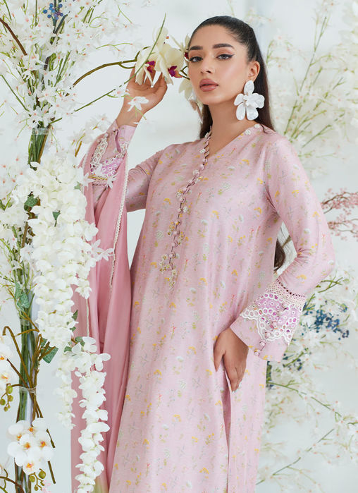 Sansa Chai Pink Shirt With Ombre Dupatta