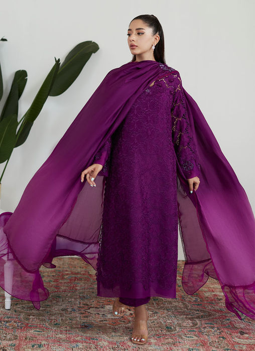 Sangria Silk Cutwork Shirt With Pre Draped Dupatta