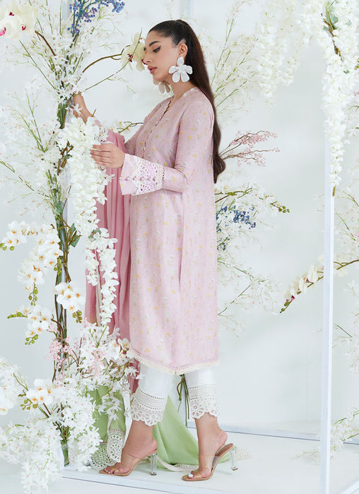 Sansa Chai Pink Shirt With Ombre Dupatta