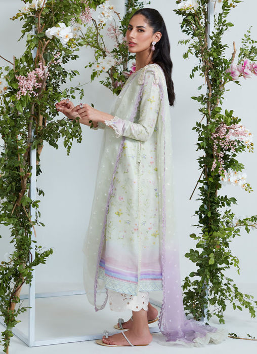 Grace Floral Shirt With Pre Draped Dupatta