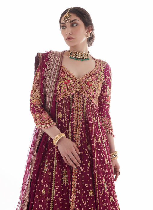 Modern Meenakari Magenta Kalidaar
