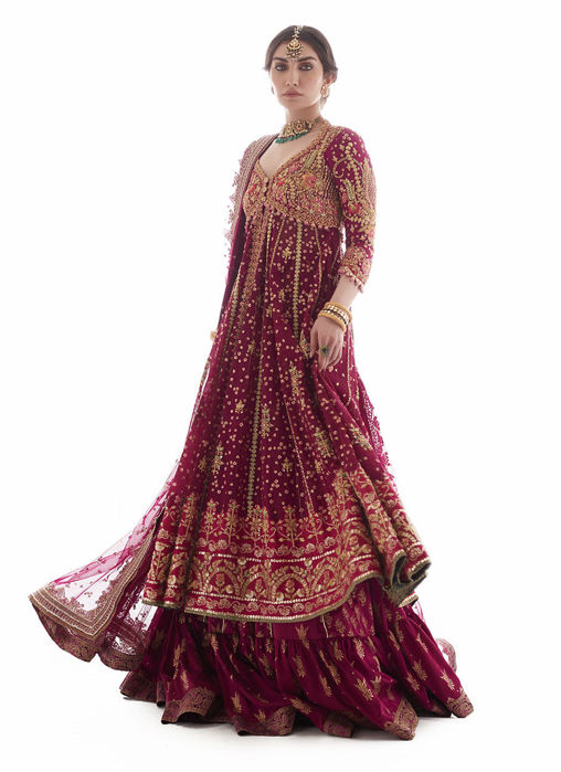 Modern Meenakari Magenta Kalidaar