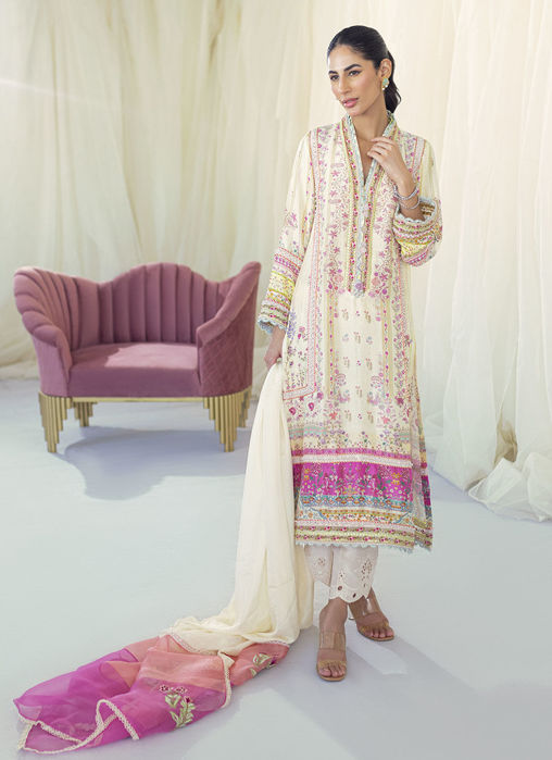 Lia Lemon Silk Shirt And Dupatta