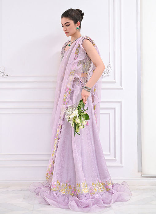 Labella Lavender Lengha Choli With Draped Dupatta