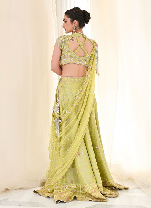 Kiki Kiwi Lengha Choli With Draped Dupatta