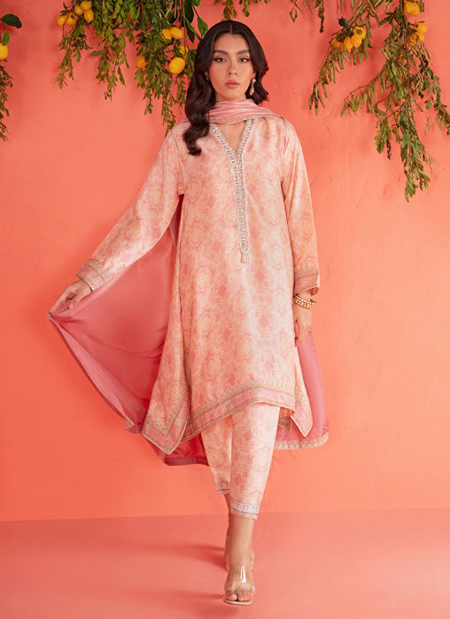 Mona Blush Shirt And Dupatta