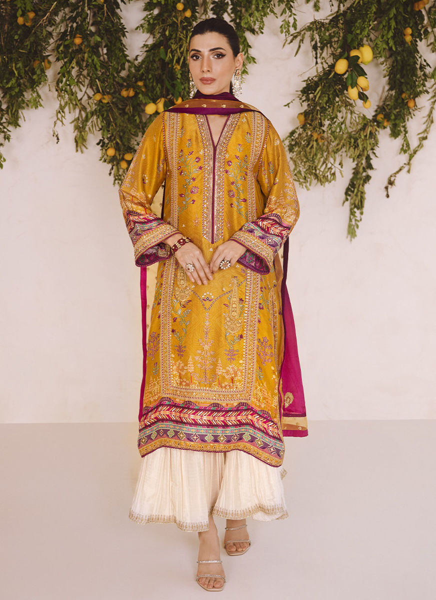 Zarf Ochre Shirt And Dupatta