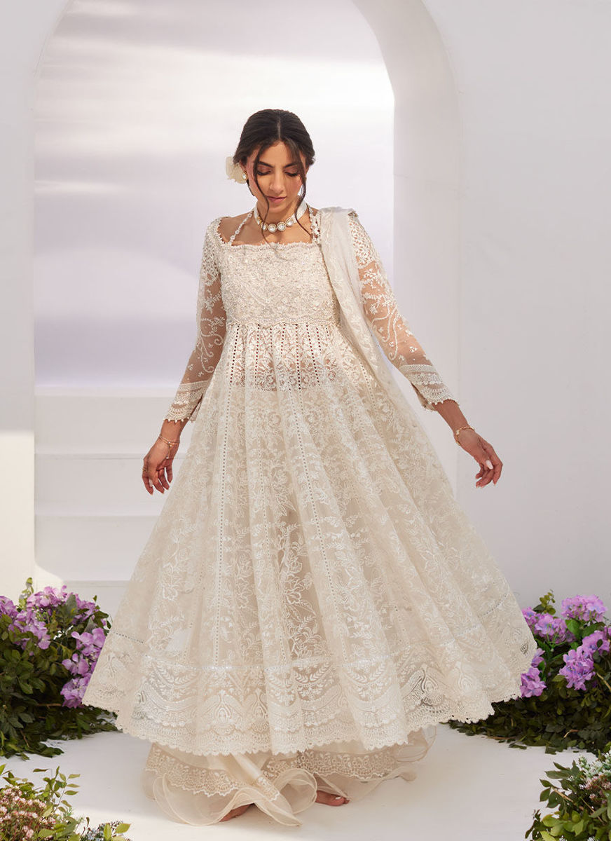 Maelle Ivory Embroidered And Embellished Kalidaar