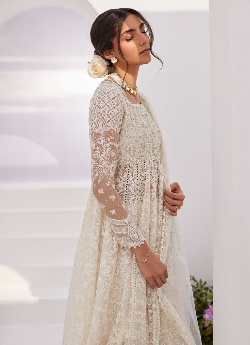 Maelle Ivory Embroidered And Embellished Kalidaar