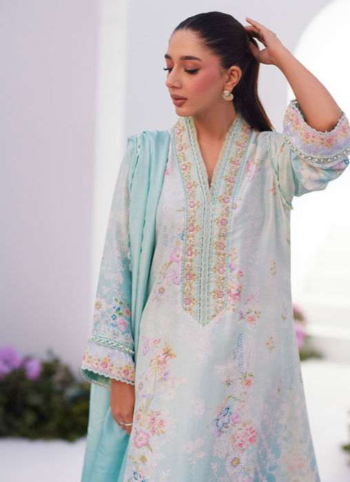 Cyan Ombre Shirt And Dupatta