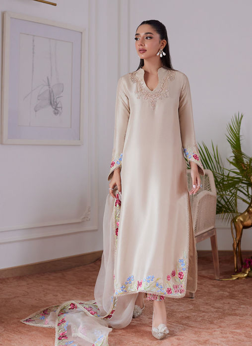 Picture of Liara Sand Embroidered Rawsilk Shirt And Dupatta
