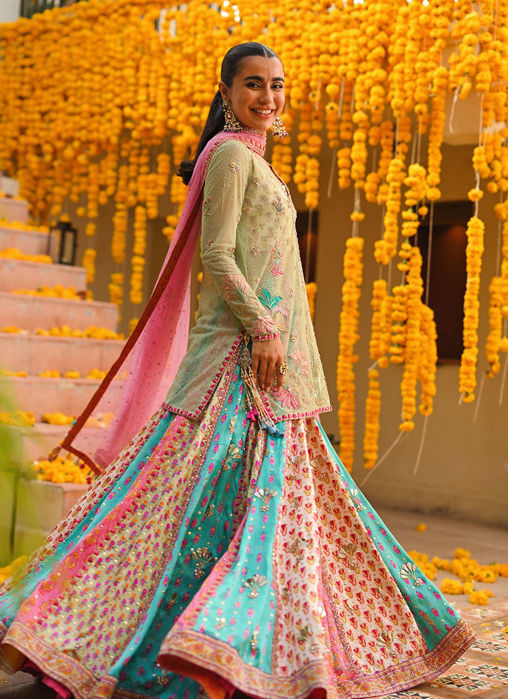 Marina Short Shirt Over Block Printed Lengha Choli