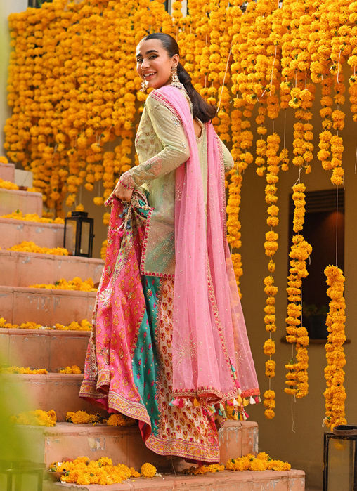 Marina Short Shirt Over Block Printed Lengha Choli