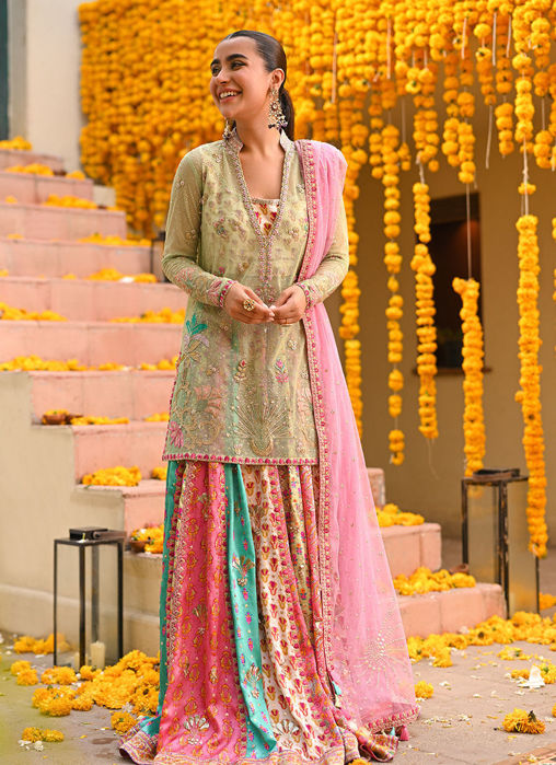 Picture of Marina Short Shirt Over Block Printed Lengha Choli