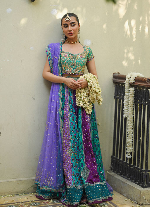 Picture of Bluebell Sea Green Block Printed Lehenga Choli