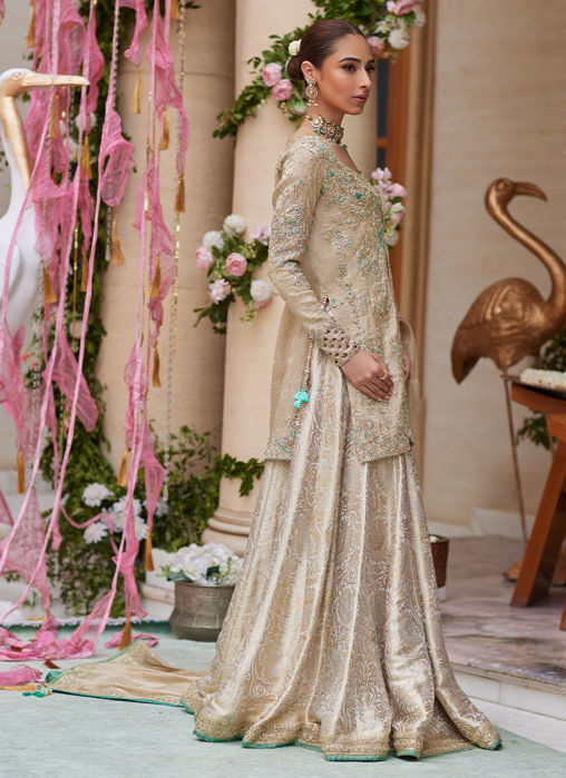 Vyara Gold Jacket And Lehenga