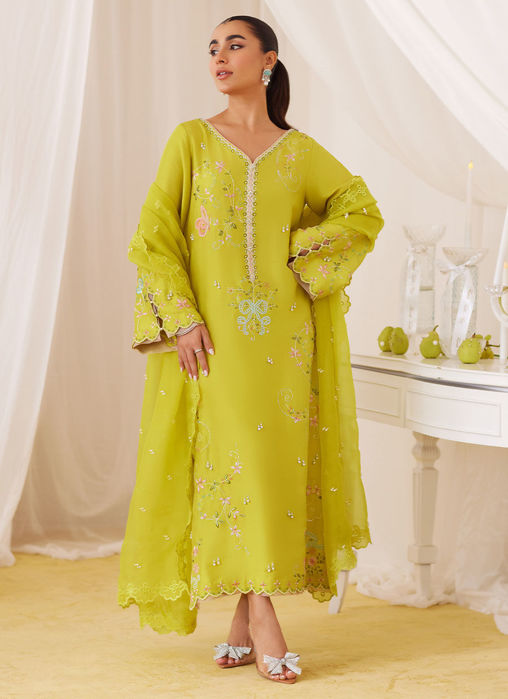 Picture of Marija Kiwi Green Embroidered Shirt And Dupatta