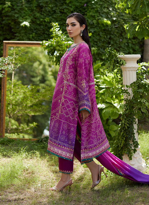 Tazeen Magenta Ombre Shirt And Dupatta
