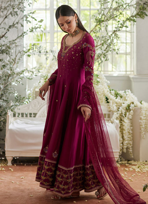 Jihan Fuschia Kalidaar And Dupatta