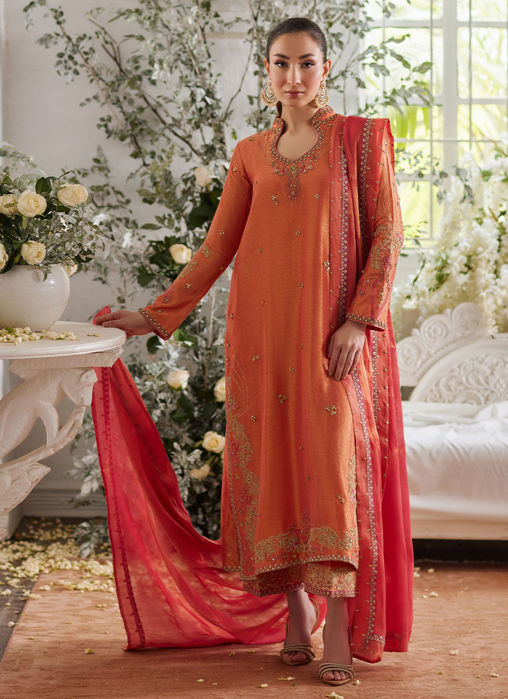 Ceren Coral Shirt And Dupatta